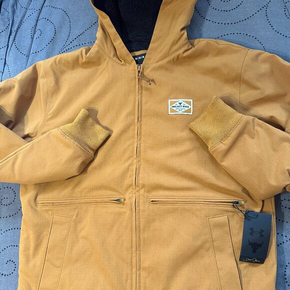 UNDER ARMOUR THE ROCK #707 YELLOW OCHRE WORK JACKET HOODIE SIZE M MEN $160.00 - Picture 1 of 6